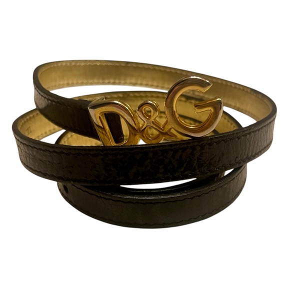 Dolce & Gabbana D&G Authentic Vintage Black Gold Women\'s Designer Skinny Belt main image 5